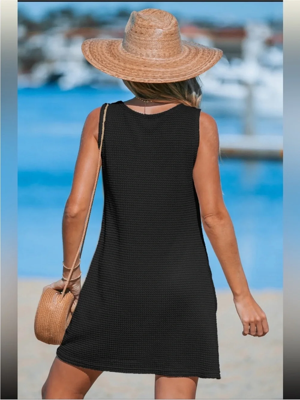 NWOT Cupshe Black Sleeveless Twisted Hem Mini CoverUp